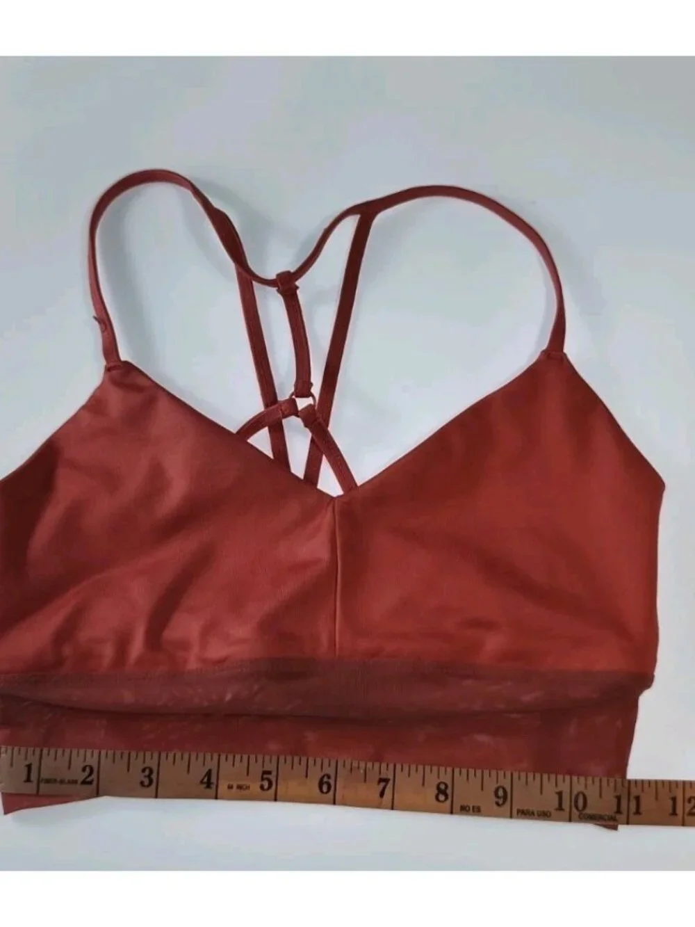 Alo Yoga Strappy Bralette Sports Bra XS Coral Rust Criss Cross Back Crop Top